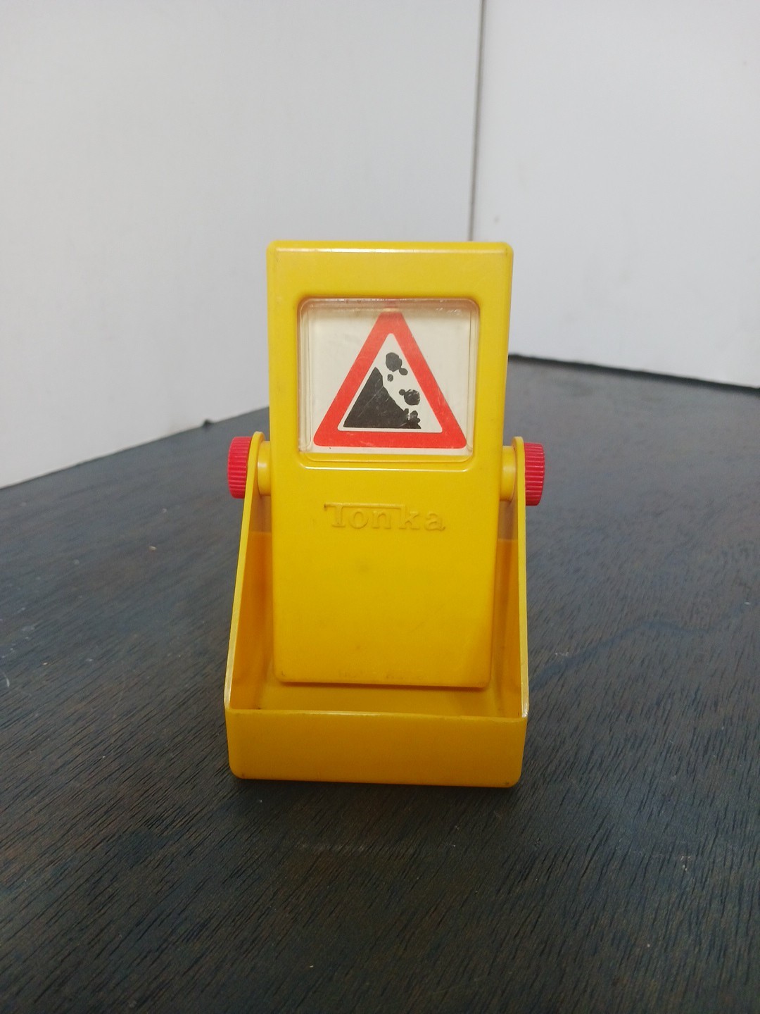 Vintage Tonka Yellow Plastic Road Construction Flip Sign Made in Hong Kong