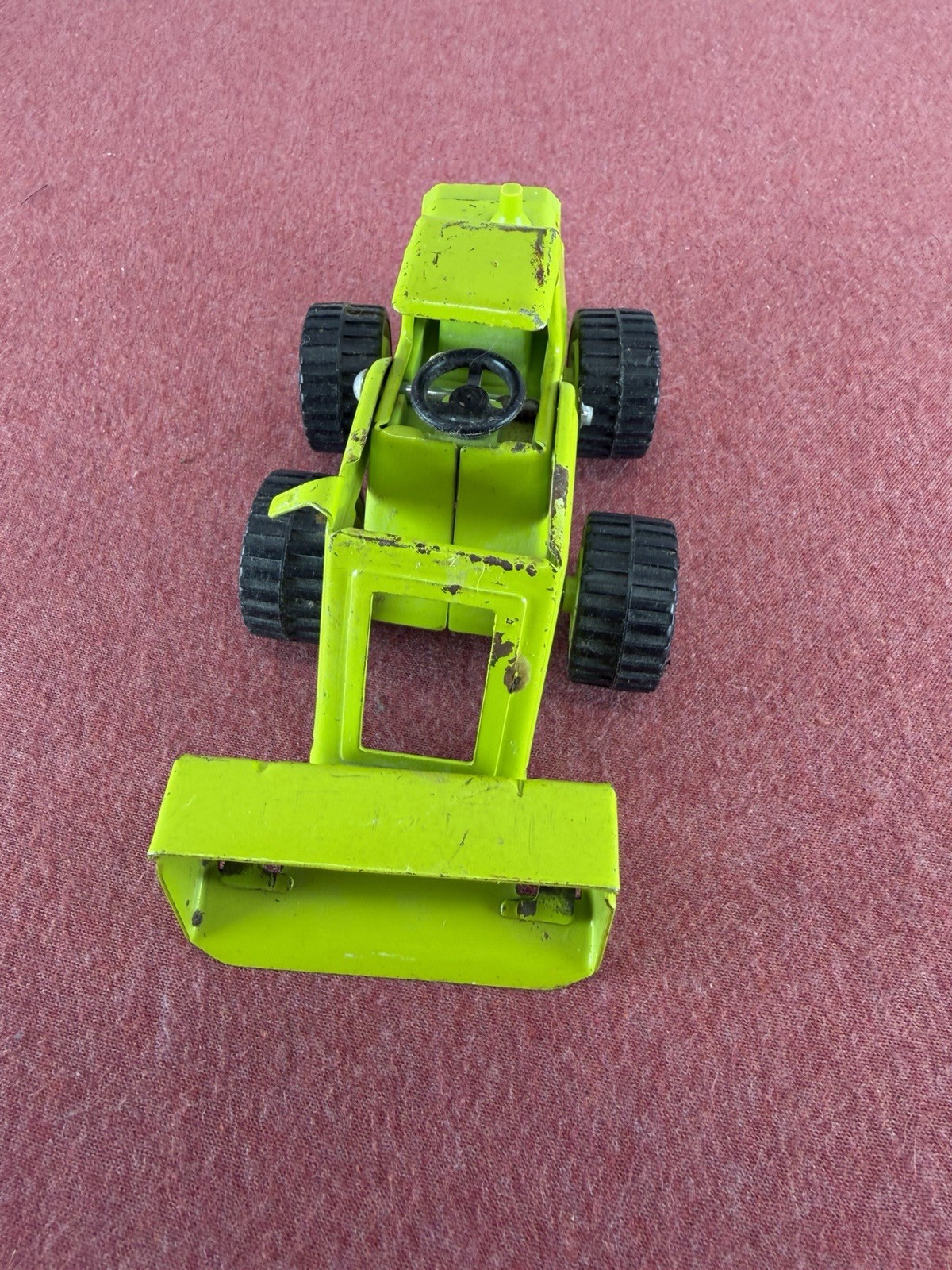Vintage Green Metal Buddy L Construction Vehicle Front End Loader Toy 5.5″