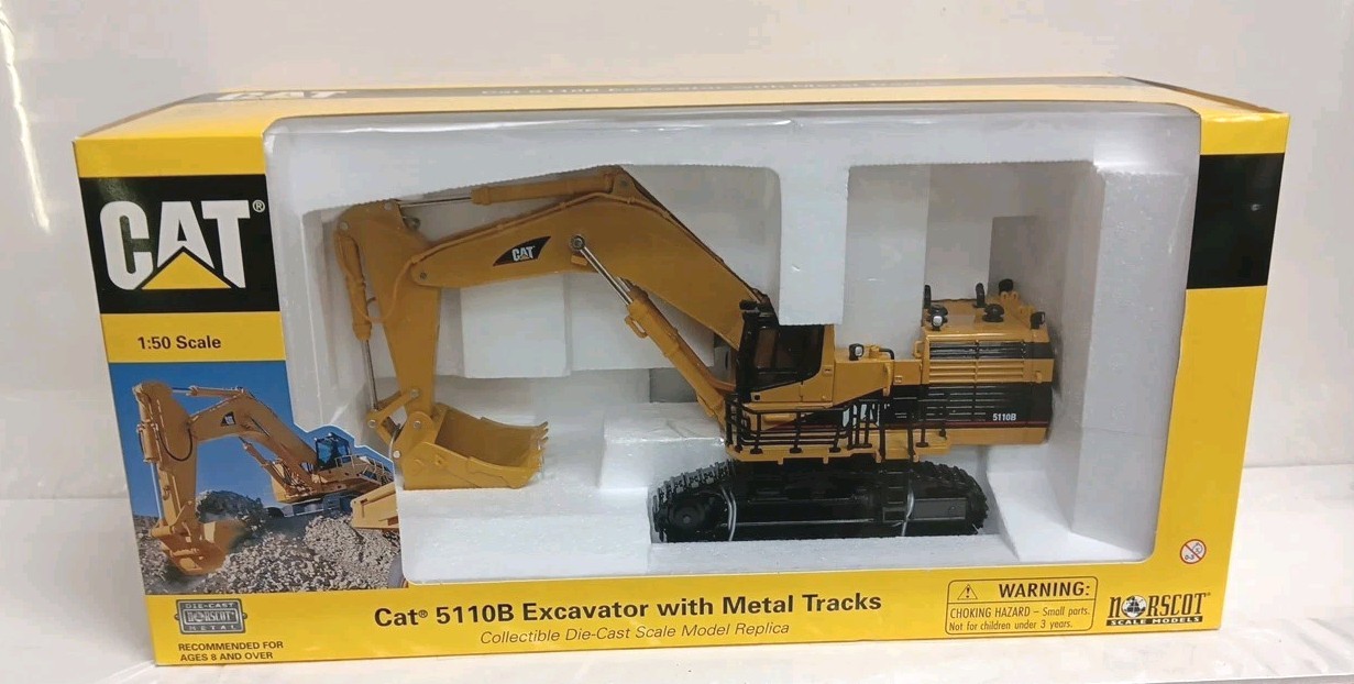 NIB 2002 Norscot 55098 1:50 Caterpillar CAT 5110B Excavator Metal Track Die Cast