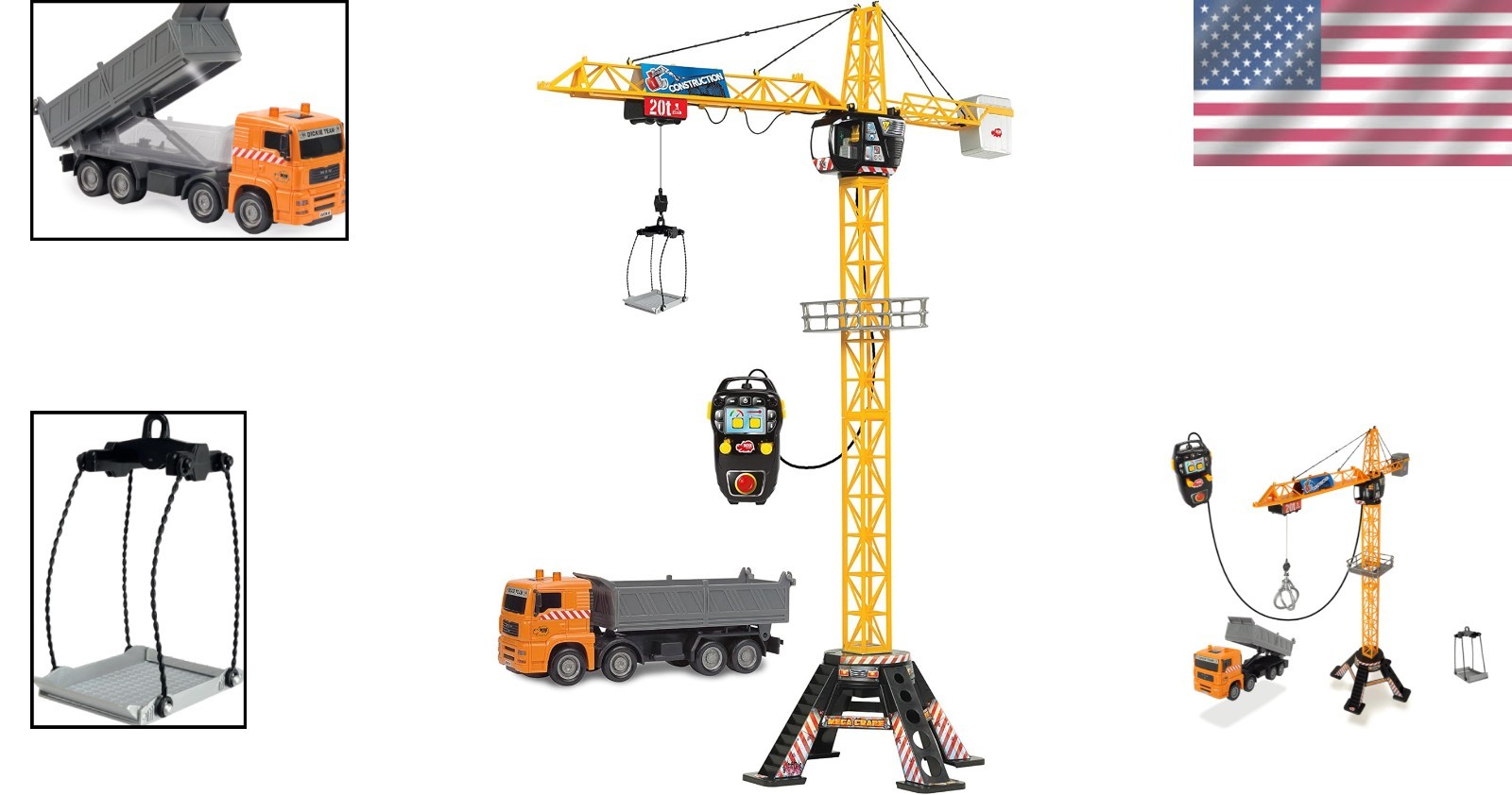 Construction Toy 48 Inch Mega Crane and Truck Playset Remote Control Building