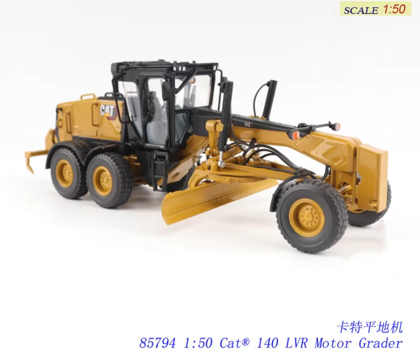 1:50 DM CAT 140 LVR Motor Grader Construction Equipment Machinery Diecast Model