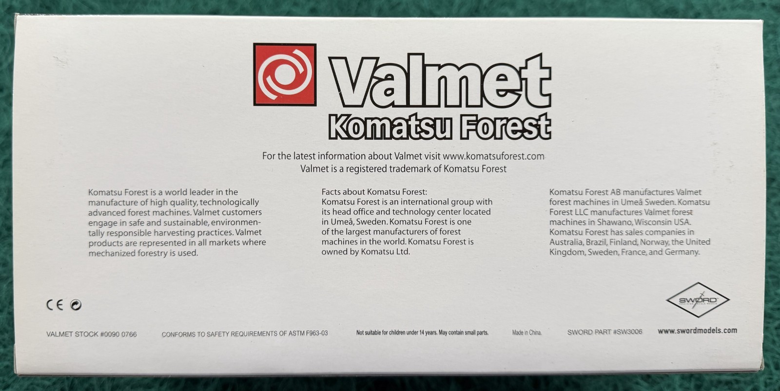 Sword Models 1:50 Scale Komatsu Valmet 445EXL Tracked Harvester NEW In Box