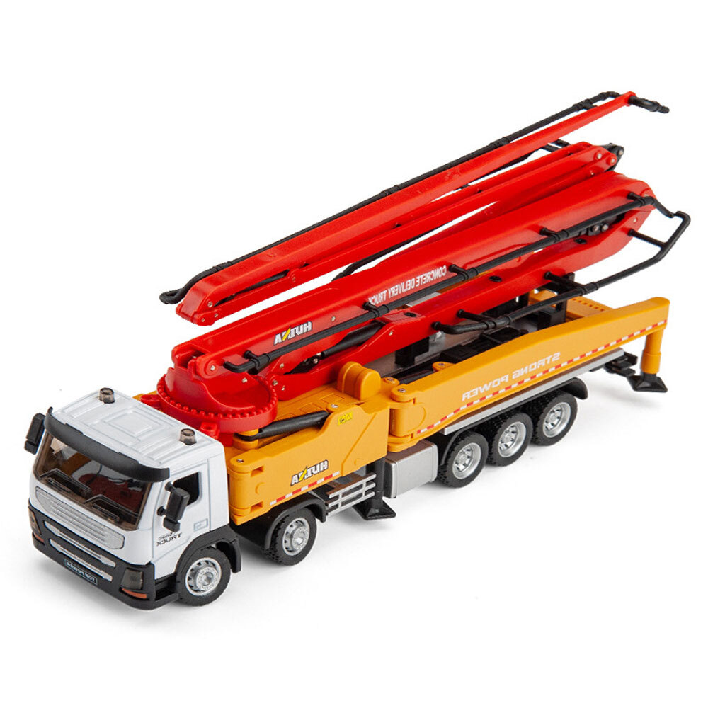 Concrete Pump Truck Toy Construction Vehicle Diecast Toy Cars for Boys Orange