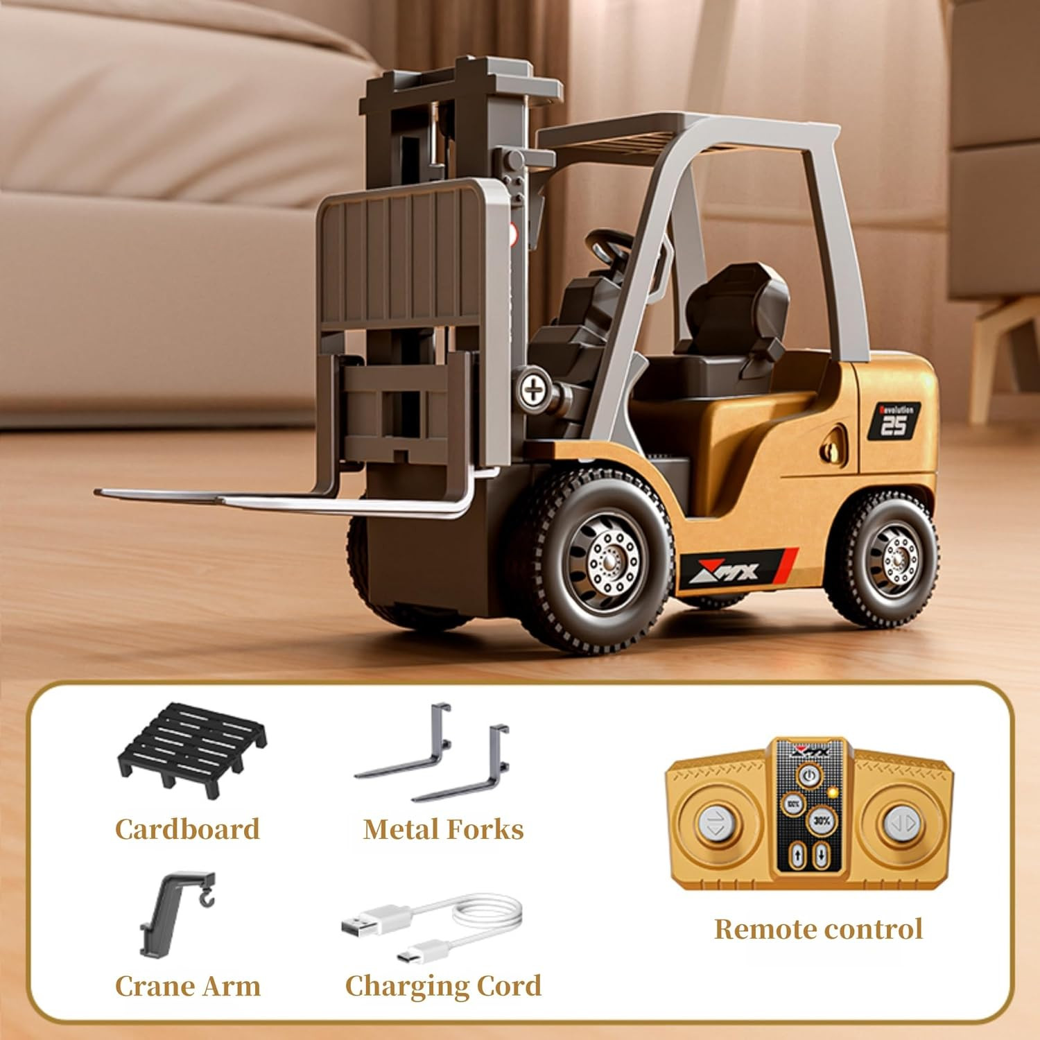 BRRRRT 1/64 RC Forklift Toy 7 Channel 2 Mode Mini Remote Control Forklift Truck