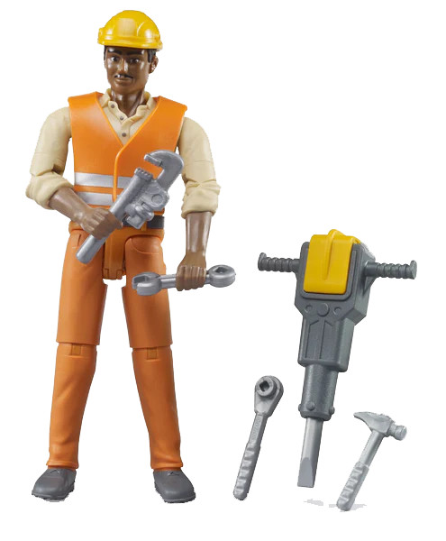 BRUDER #60021 Construction Worker w/ Accessories NEW!