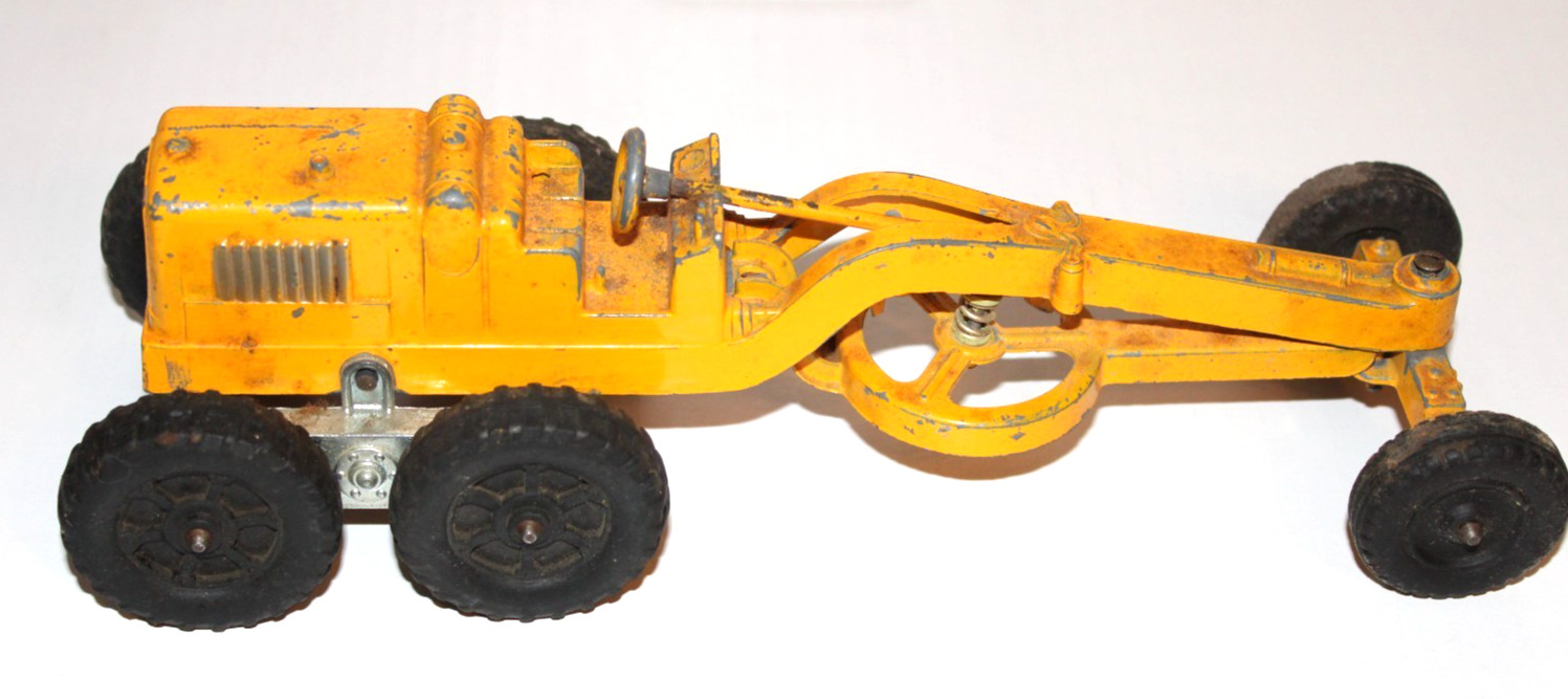 Vintage Hubley Kiddie Toy #481 Yellow Heavy Duty Metal Road Grader Loved