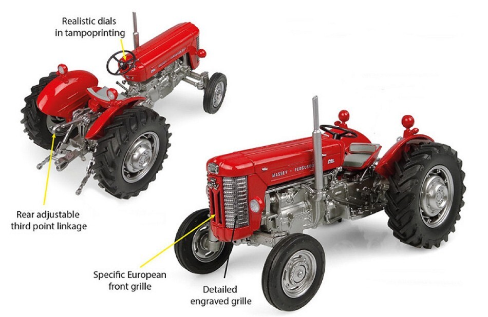 Universal Hobbies MASSEY FERGUSON 65 1:32 Diecast Tractor Action Figure…
