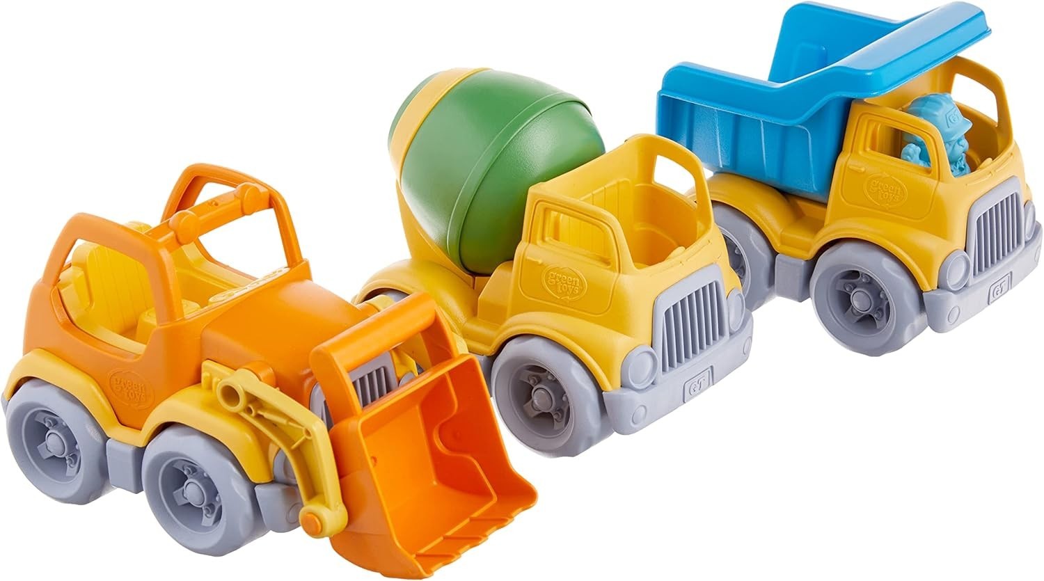 Colorful 3-Pack Construction Vehicles with Bonus Character for Creative Play