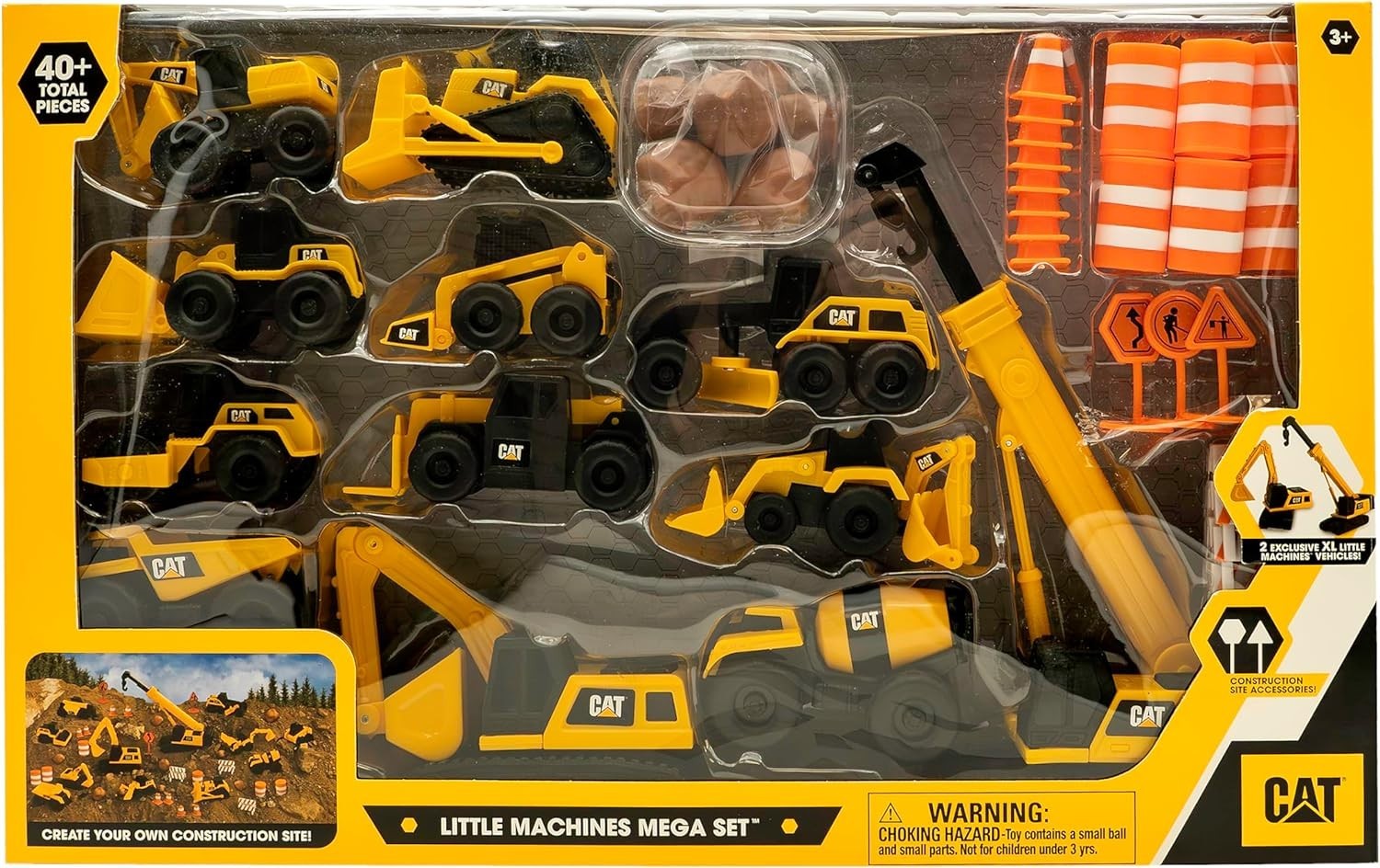 Indoor Outdoor Construction Playset 41 Pieces with Working Cranes and Excavator