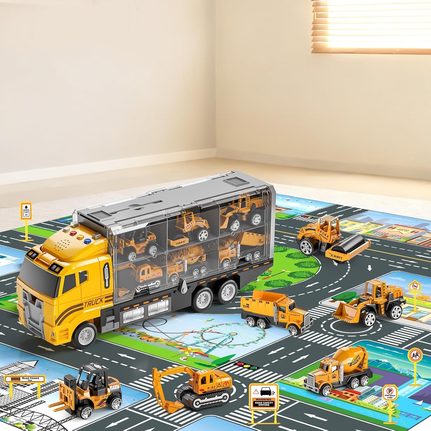 Interactive Construction Truck Vehicle Set for 3-8 Old Boys | 8-Piece Toy