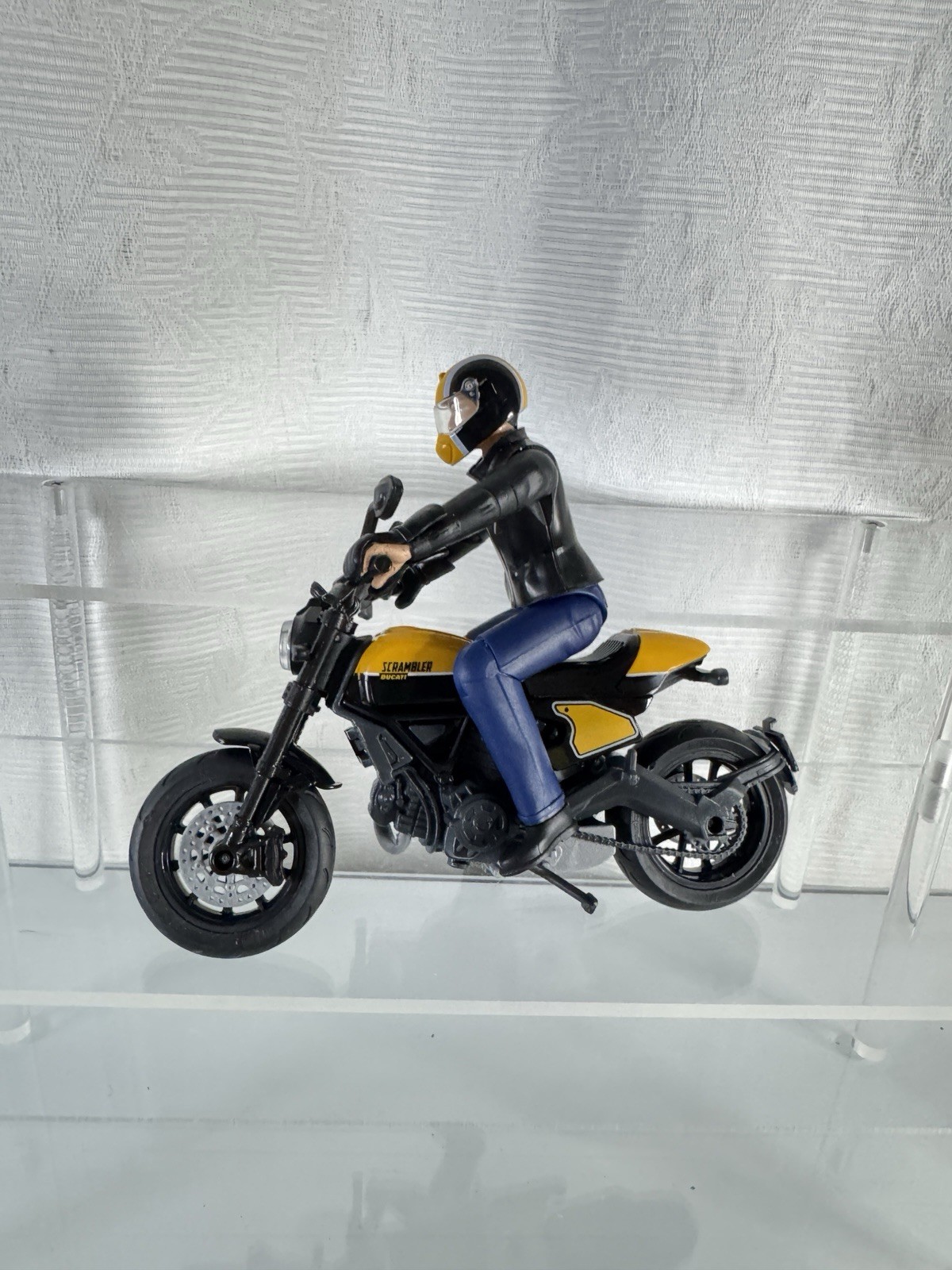 Bruder Bworld Scrambler Ducati Yellow with Driver Complete