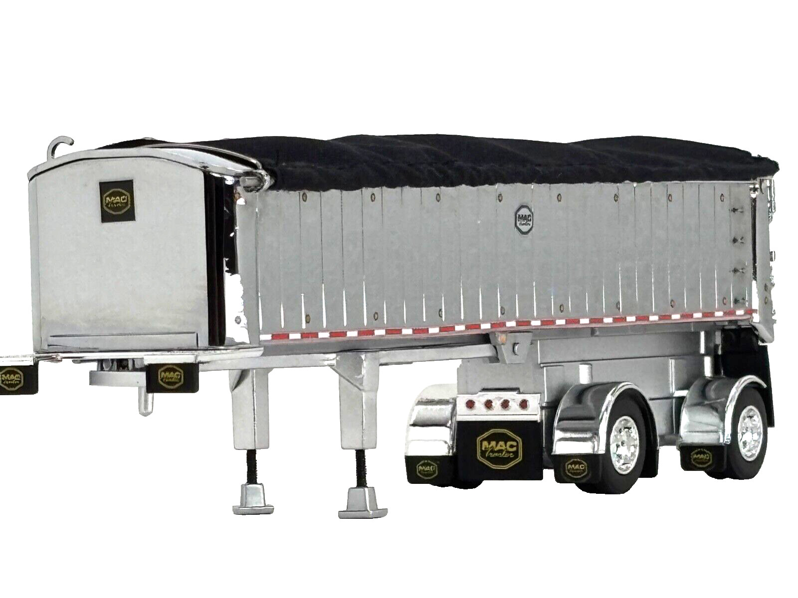 1/64 DCP CHROME MAC SPREAD AXLE DUMP TRAILER W/ BLACK TARP