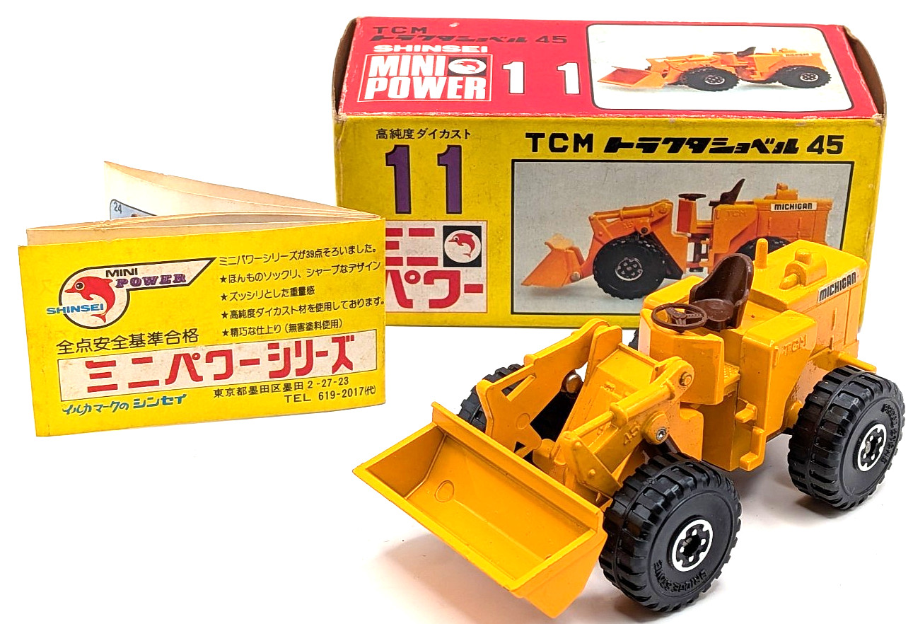 Shinsei Mini Power No.11 TCM Tractor Shovel 45 Michigan Diecast Japan w/ Box
