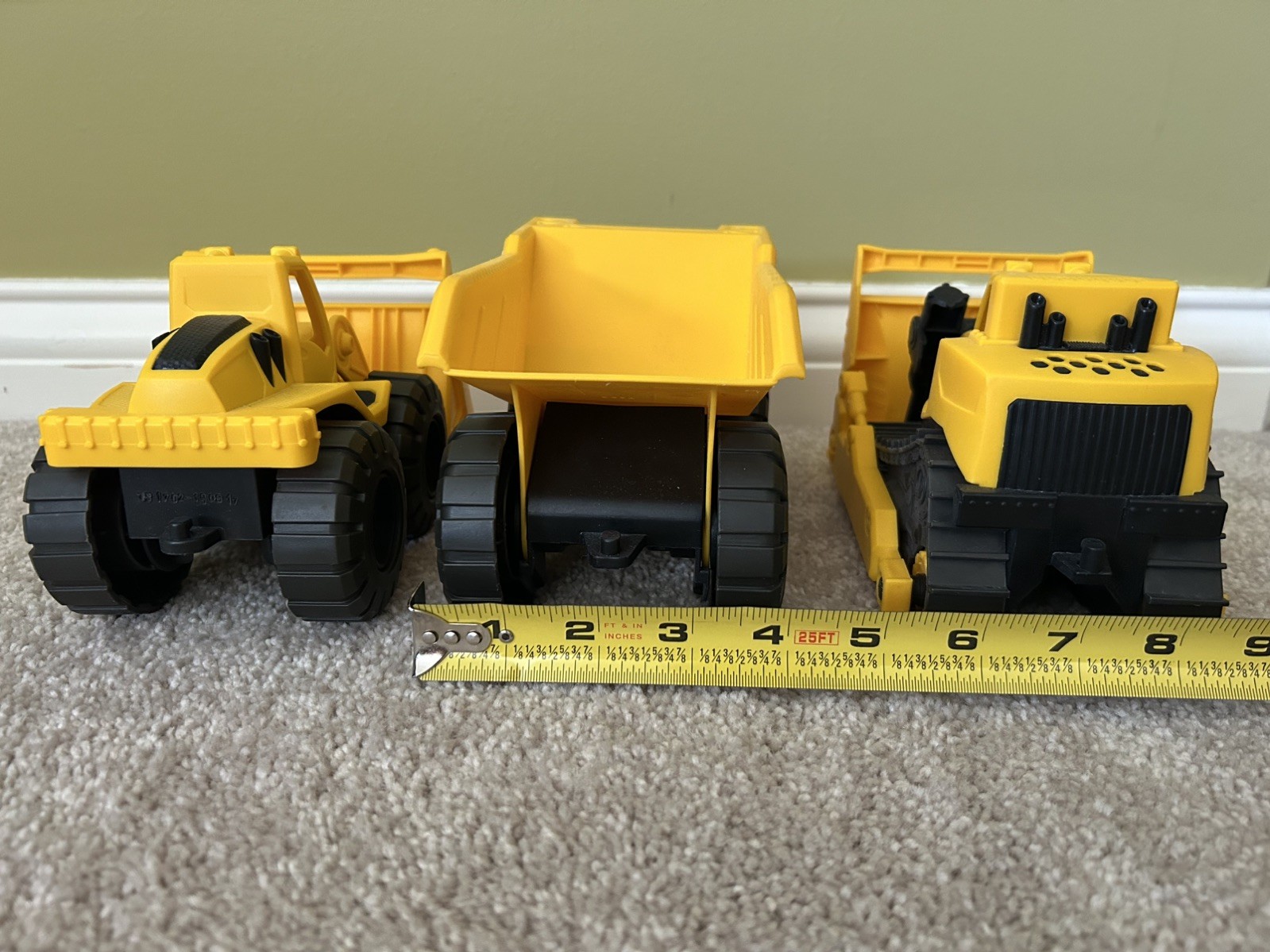 Cat Construction 7″ Dump Truck Loader Dozer Toys Set Lot Yellow Plastic