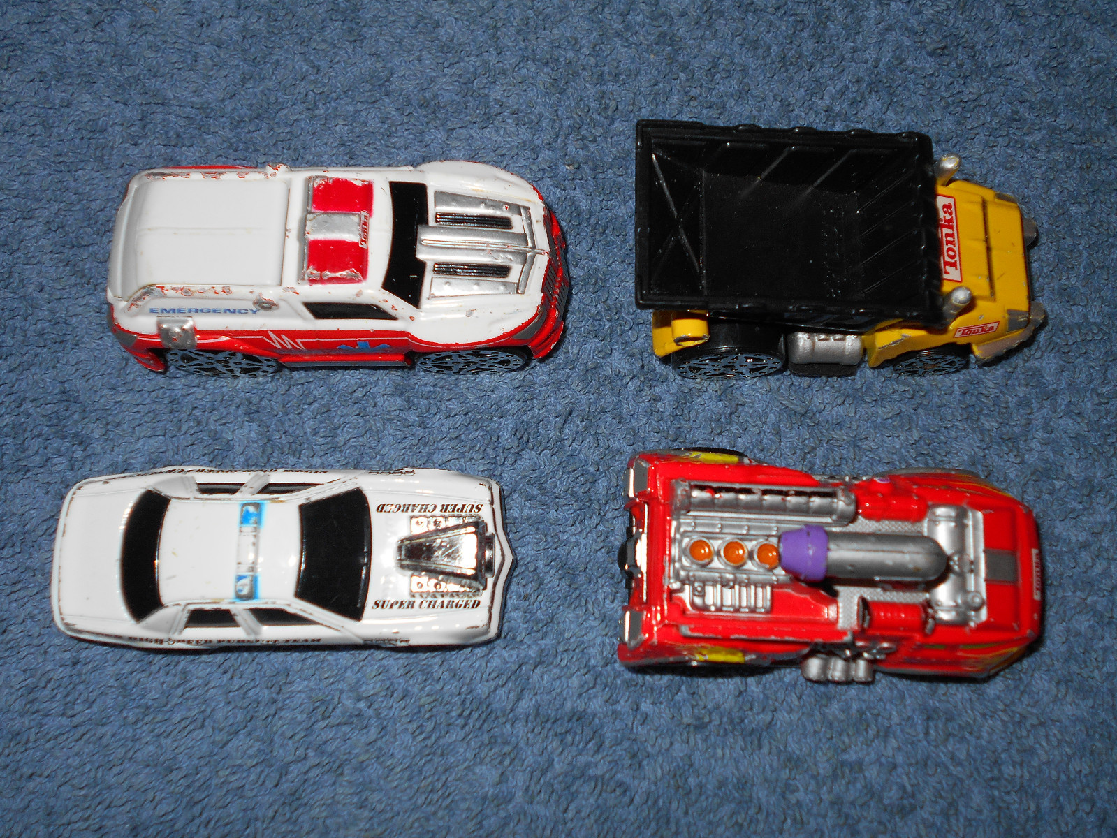 4 – TONKA MAISTO 1:64 DIECAST EMERGENCY VEHICLES & DUMP TRUCK – NICE