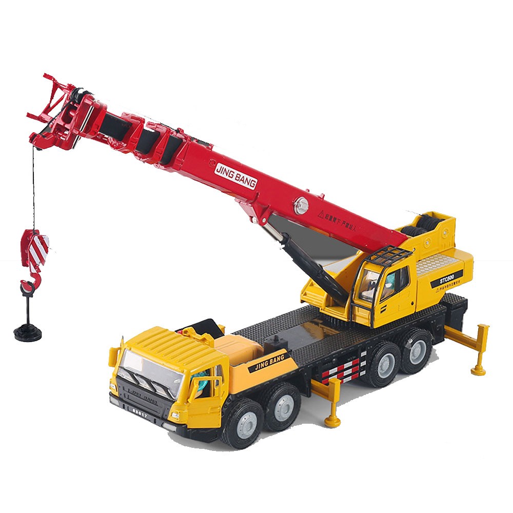 Mega Crane Truck Toy Diecast Model Construction Equipment for Boys Kids Red