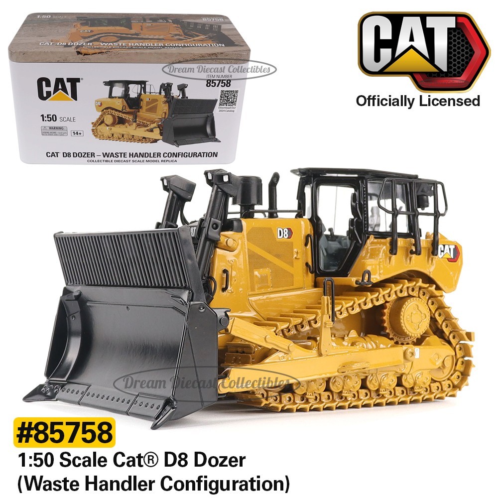 ⭐1:50 SCALE CAT D8 DOZER WASTE HANDLER CONFIGURATION DIECAST MASTERS 85758⭐