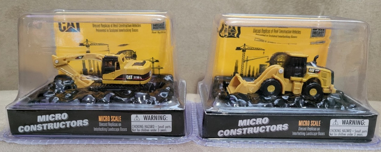 (2) Caterpillar CAT ~ Micro Construction ~ Micro Loader & Excavator ~ Diecast