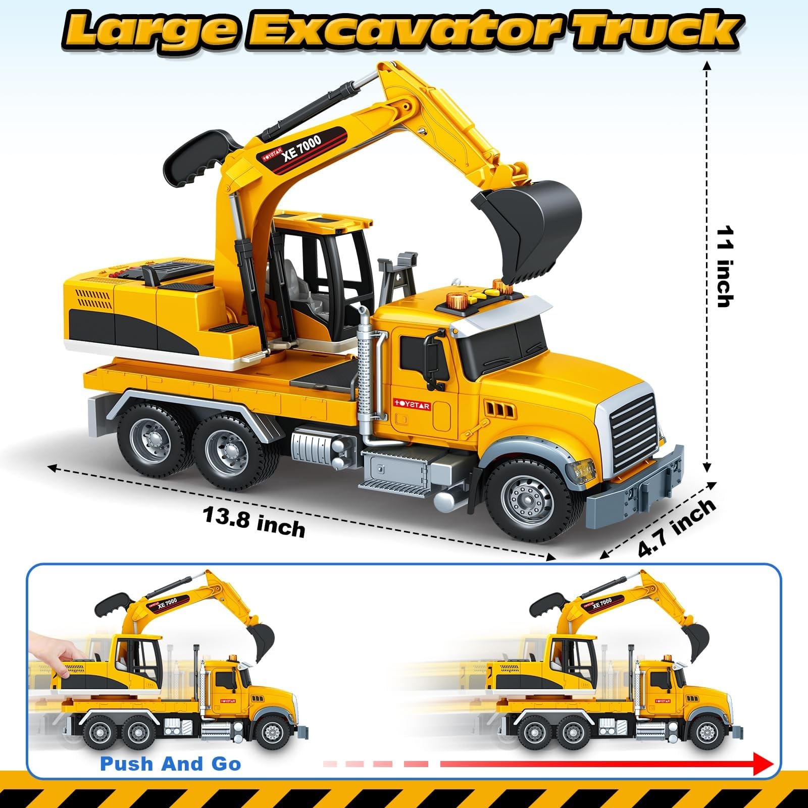 Bstoyder Kids Toys for 3 4 5 6 7 8 Years Old Boys, 15″ Excavator Truck Toy wi…