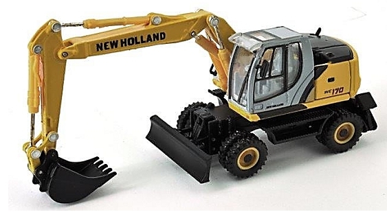 New Holland WE170 Wheeled Excavator 1/87th Scale Yellow/Grey/Black DieCast Model