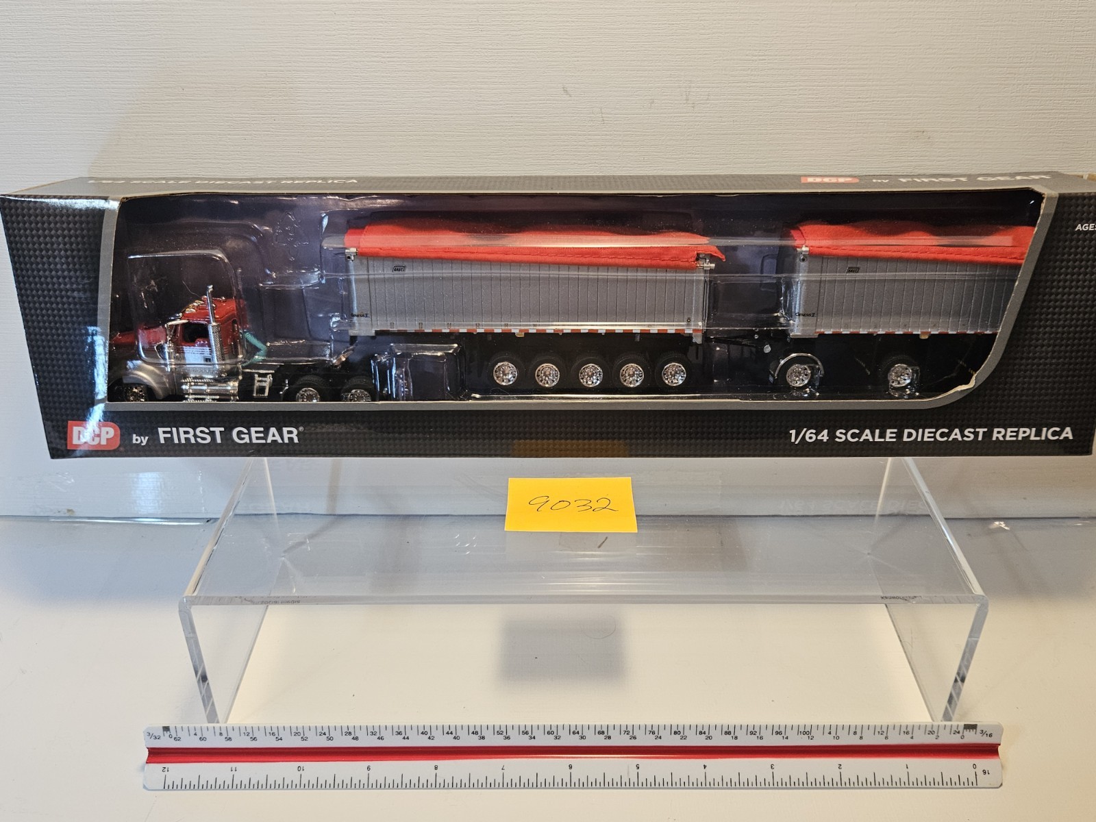 NIB DCP Viper Red/Silver Kenworth W900L w/ 31ft & 20ft End Dump Trailers 60-1632