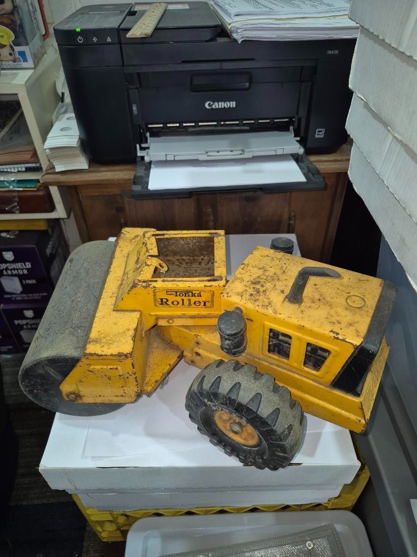Construction Tonka Yellow Metal Roller Missing Cab