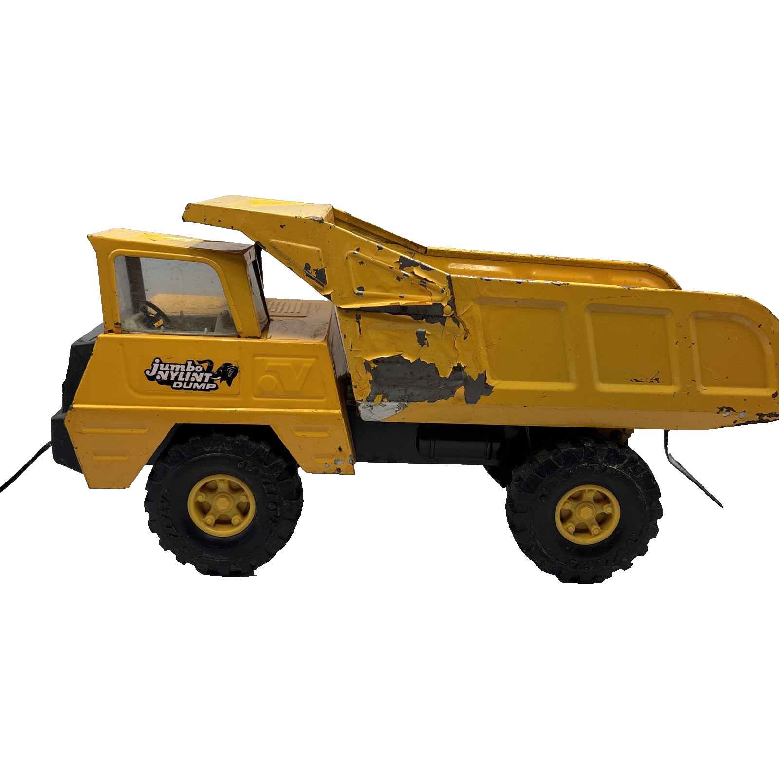 Vintage Nylint Jumbo Dump Truck Pressed Steel Yellow Large- Paint Peeling