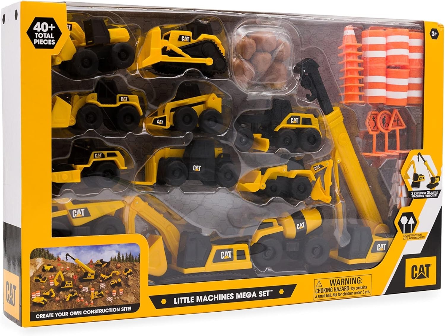 Indoor Outdoor Construction Playset 41 Pieces with Working Cranes and Excavator