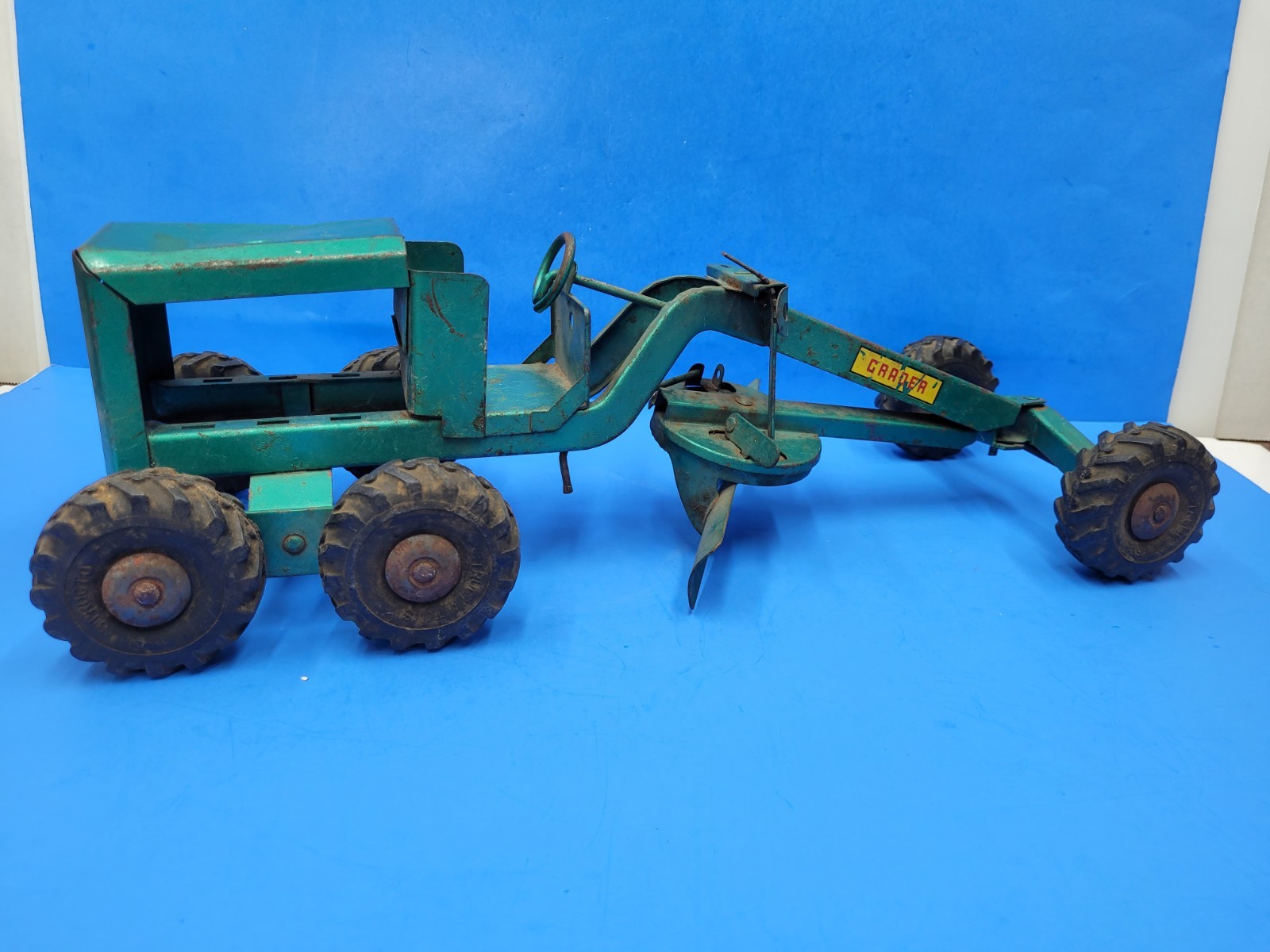 Vintage 1950s Structo Road Grader Green With Blade Almost Complete