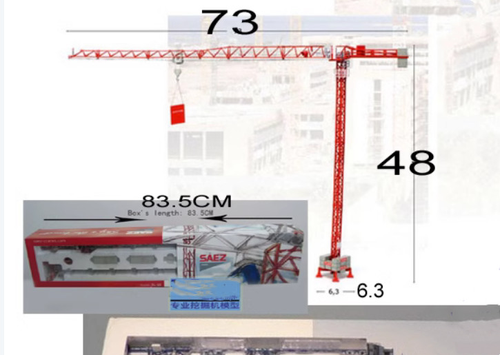 1:87 SAEZ SL-55 Tower Crane Constuction Machine Equipment Diecast Model