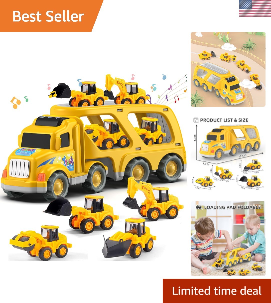 Construction Vehicle Toy Set for Kids 3-6 – Promote Creative Play with 5 Trucks!