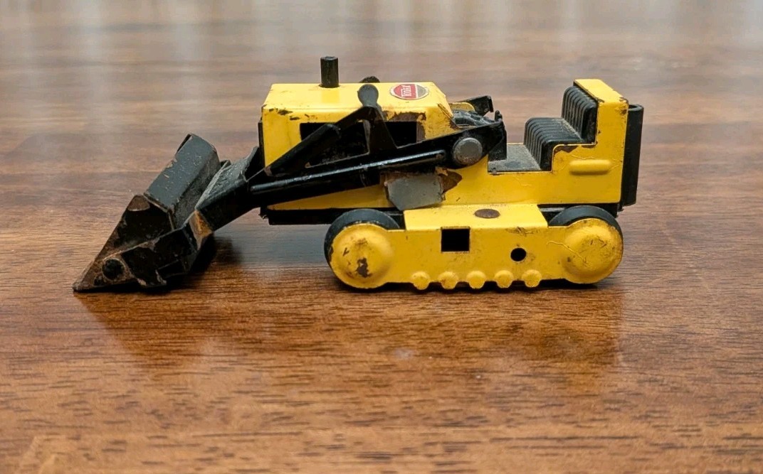 VTG 70’s TONKA Steel Bulldozer Mini Front Loader/Backhoe Toy Yellow & Black RARE