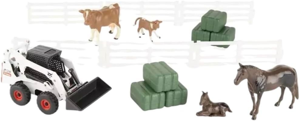 ERTL 1/32 Bobcat Hobby Set w/ S450 Skid Loader, Animals, Bales & Fence 47394