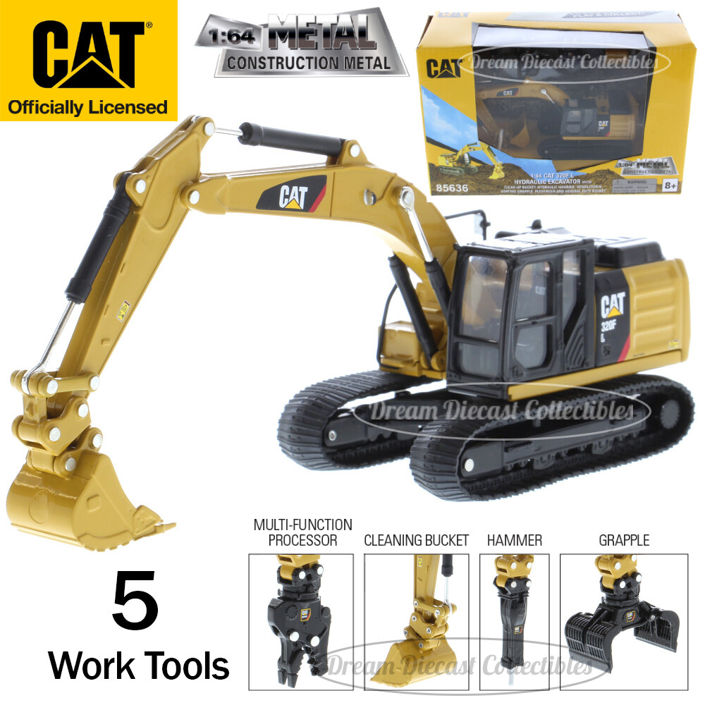 CAT CATERPILLAR 320F L HYDRAULIC EXCAVATOR W/ 5 TOOLS 1:64 DIECAST MASTERS 85636