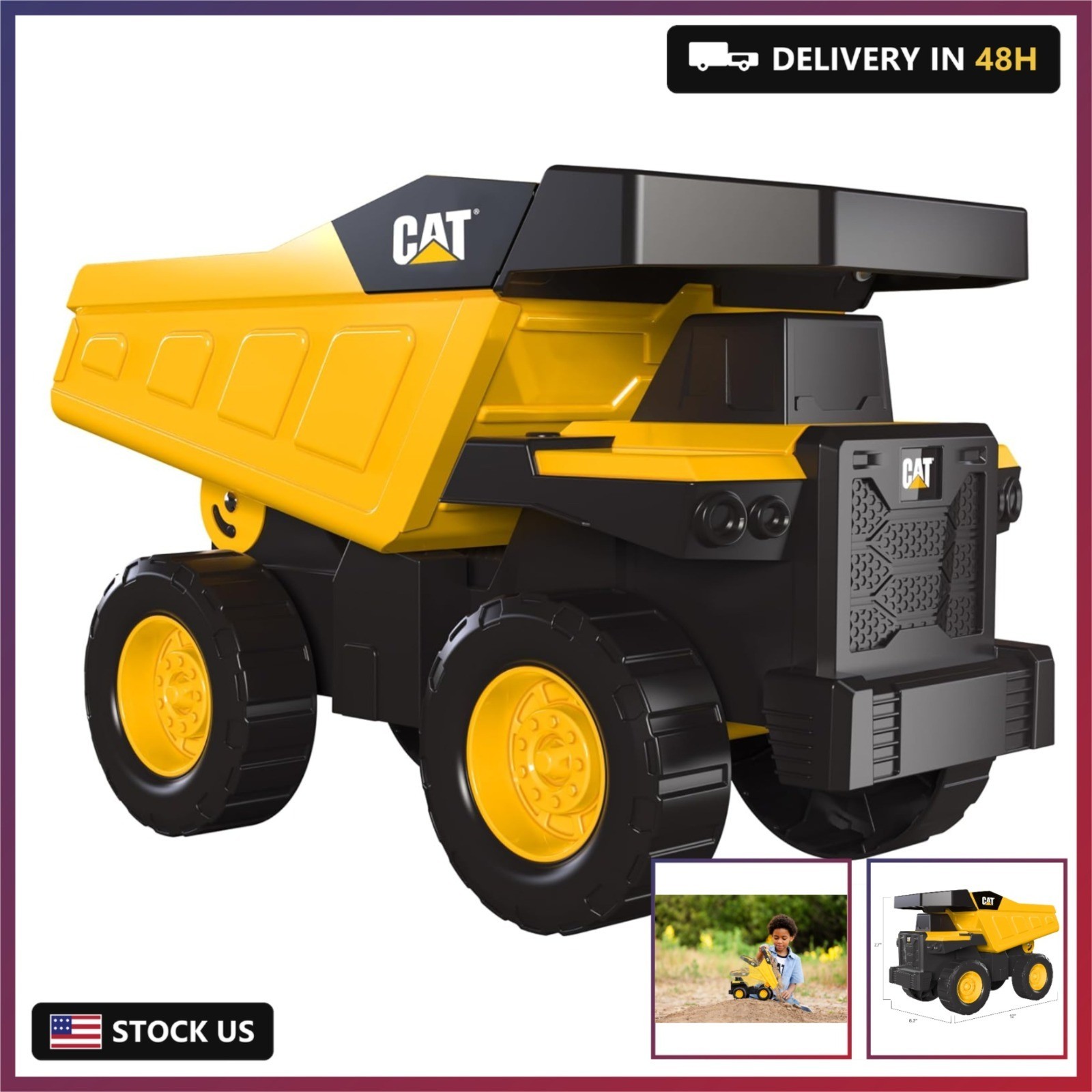 Cat Construction Toys, Real Steel Dump Truck – 12” Heavy Duty Steel Construction