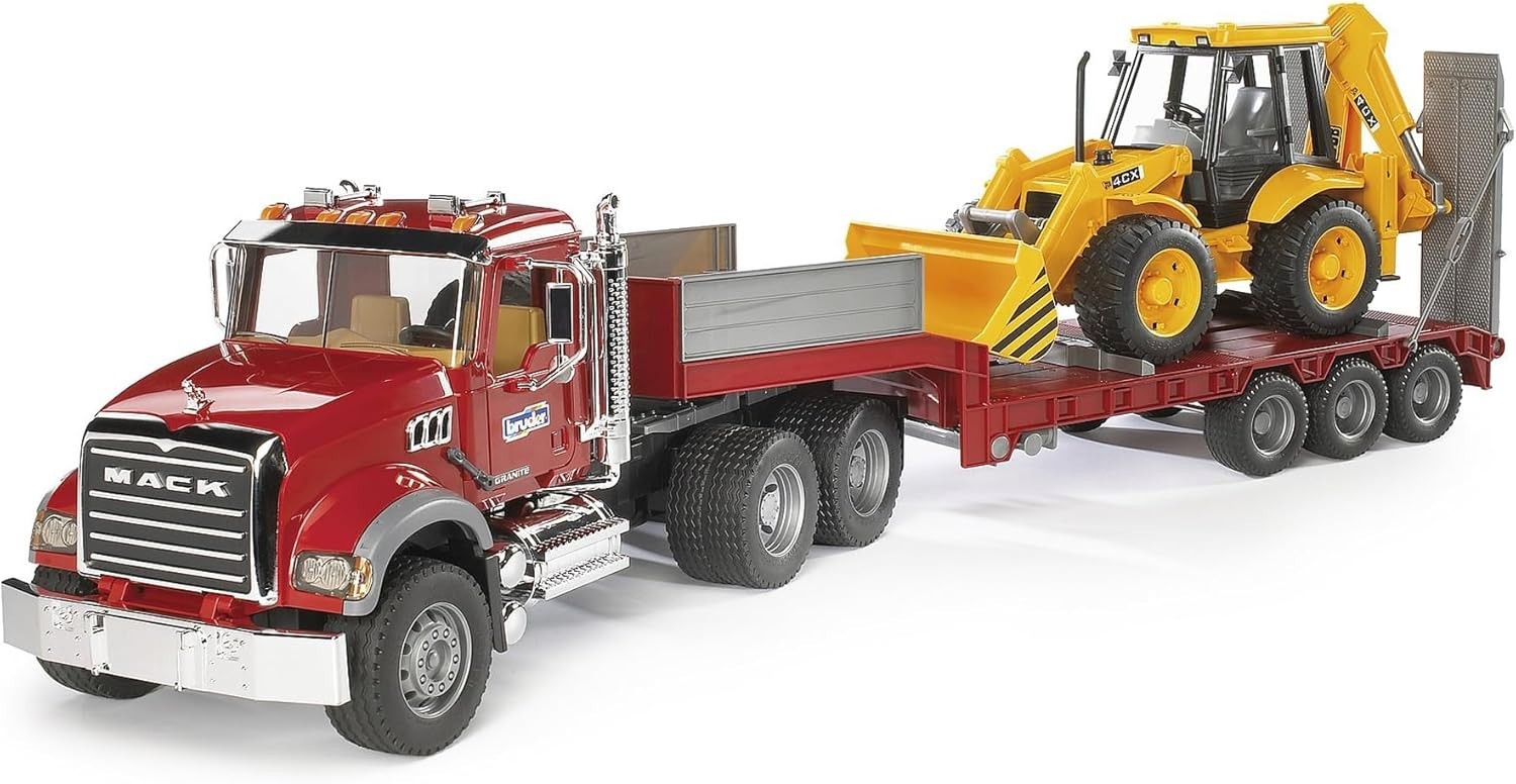 Kids Construction Vehicle Set: Mack Truck & JCB Loader