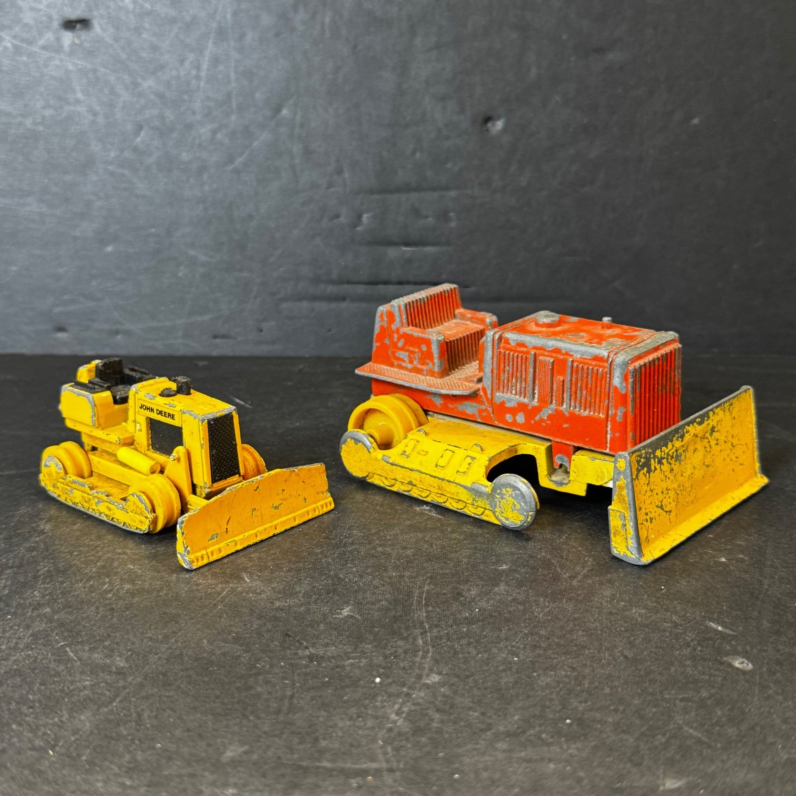 Vintage TootsieToy Bull Dozer and Ertl John Deere Diecast Bulldozer Toy Lot