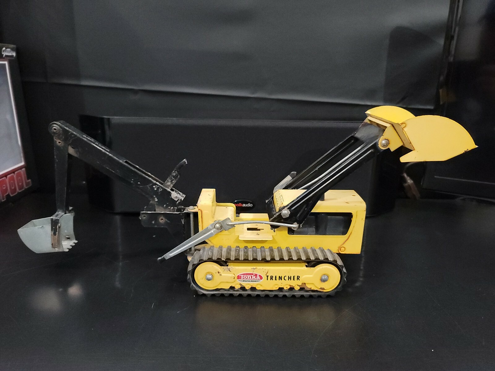 Vintage 1960s ? Tonka Trencher Backhoe Loader Mechanical Pressed Steel Toy