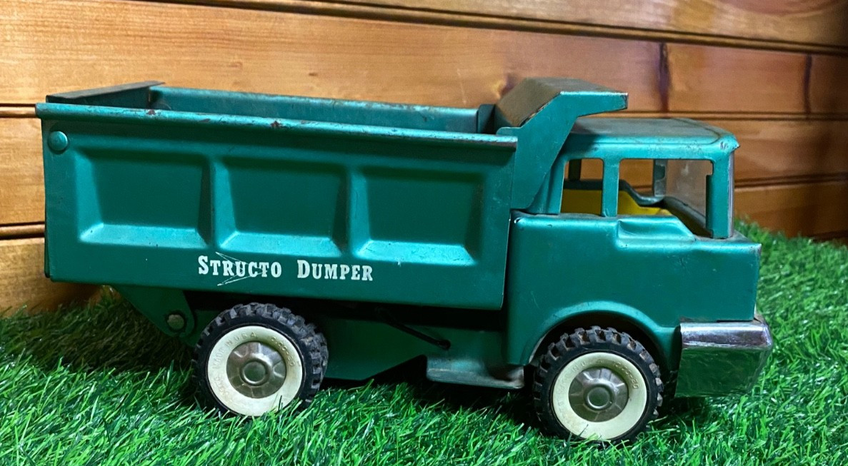 Vintage structo Dumper pressed steel Collectible trucks blue / green W/BOX
