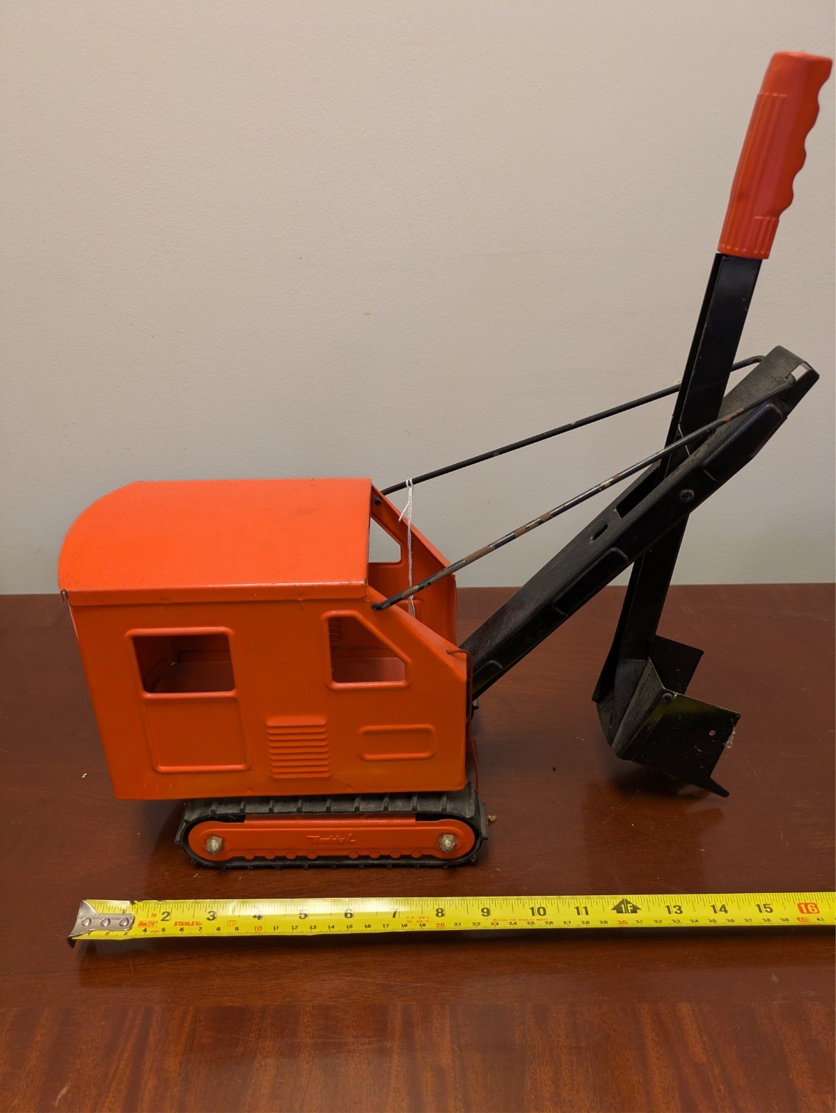 Buddy L Big Dig Shovel Excavator Pressed Steel Tracked Toy 17″ Vintage Orange