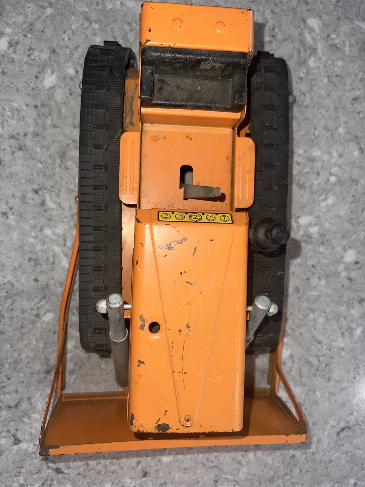 1960s TONKA TOYS Giant Bulldozer Vintage Orange Pressed Steel Toy Tractor