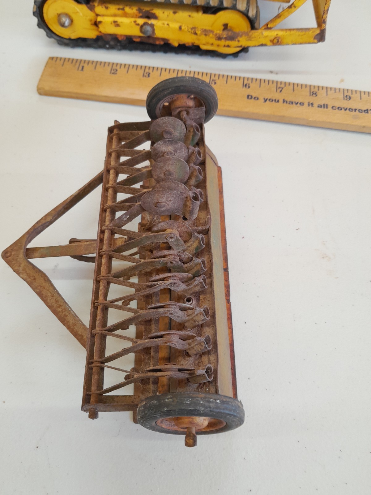 Yellow Metal Bulldozer Front End Loader Toy With Attachment Unknown Make