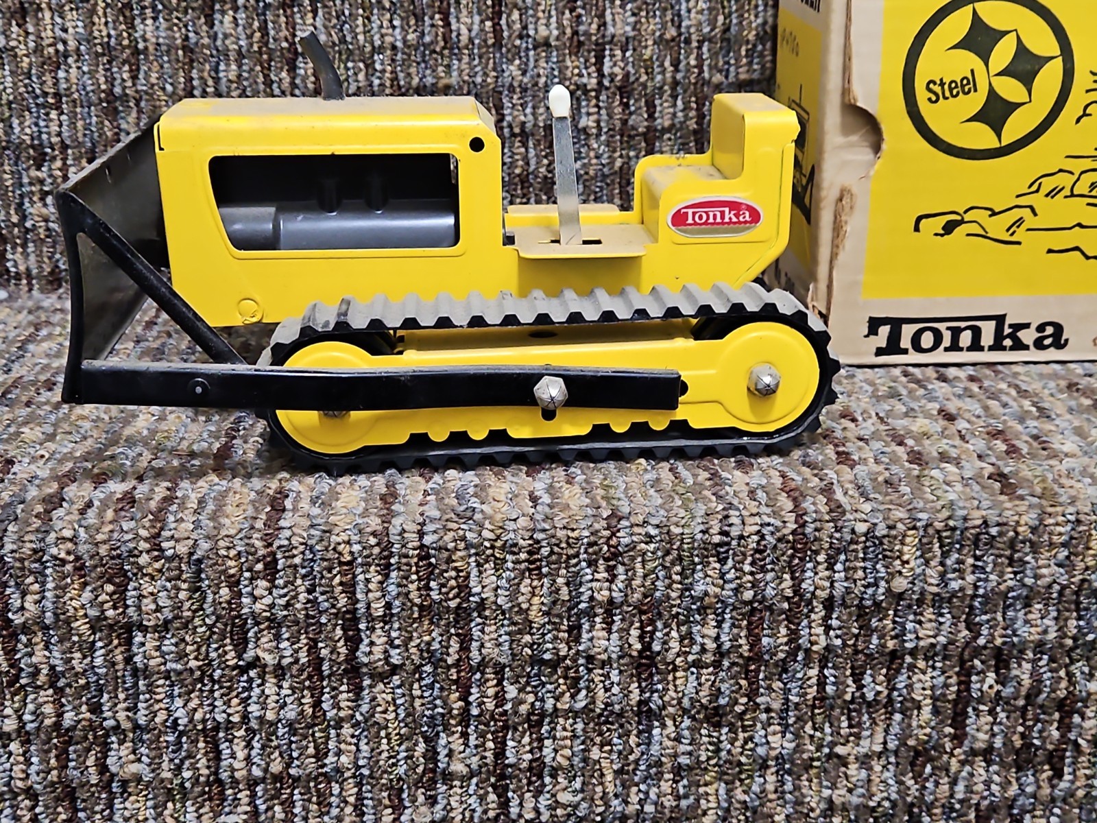 Vintage Tonka No. 300 Bulldozer with Original Box Yellow Blade