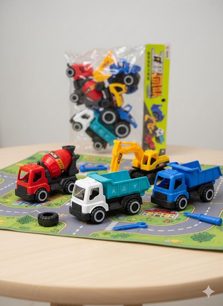 Construction Toy Truck Set 4 Pieces Construction Vehicles for Kids