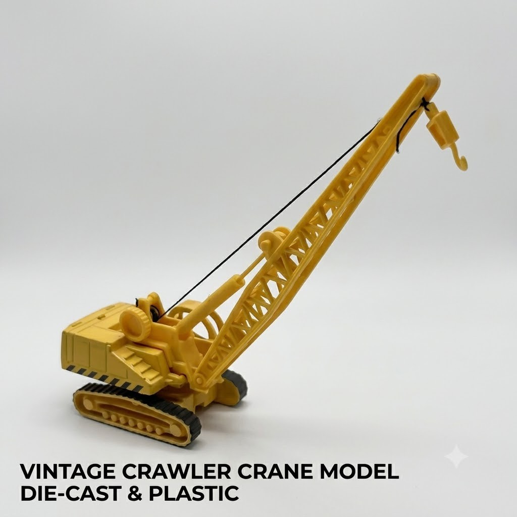 Diecast Yellow Crawler Crane Toy Construction Vehicle Model Miniature Gift