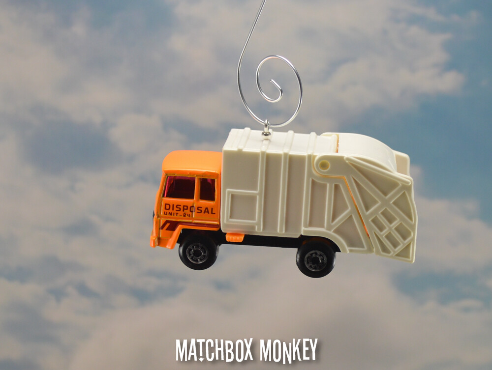 Orange Garbage Trash Refuse Truck Custom Christmas Ornament Waste Management