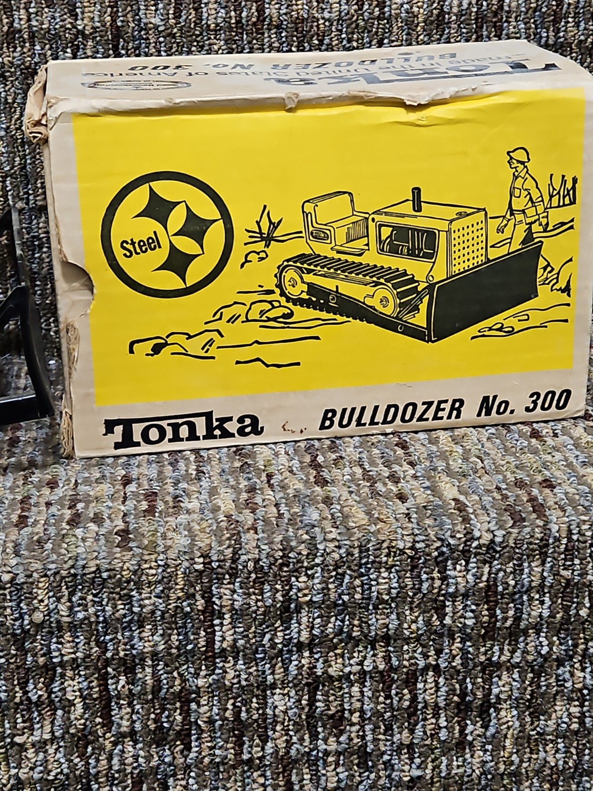 Vintage Tonka No. 300 Bulldozer with Original Box Yellow Blade