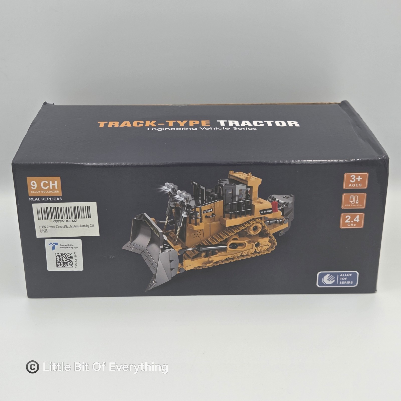 KIDMARKT Metal 9-Channel Remote Control RC Bulldozer Toy Tractor-Lights & Sounds