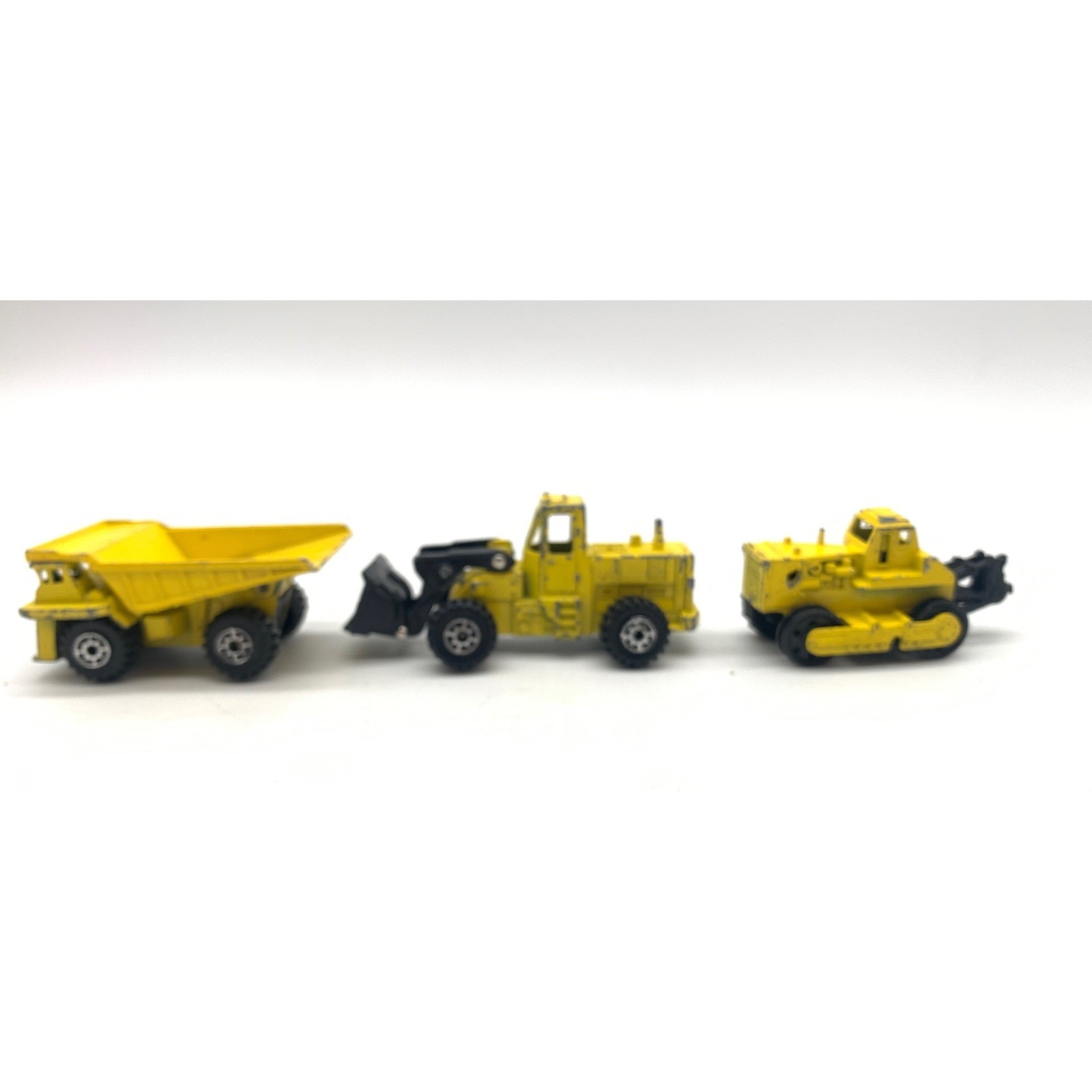 Vintage Road Champs 1980s Diecast Construction Vehicle Set 3pc Yellow 1:64