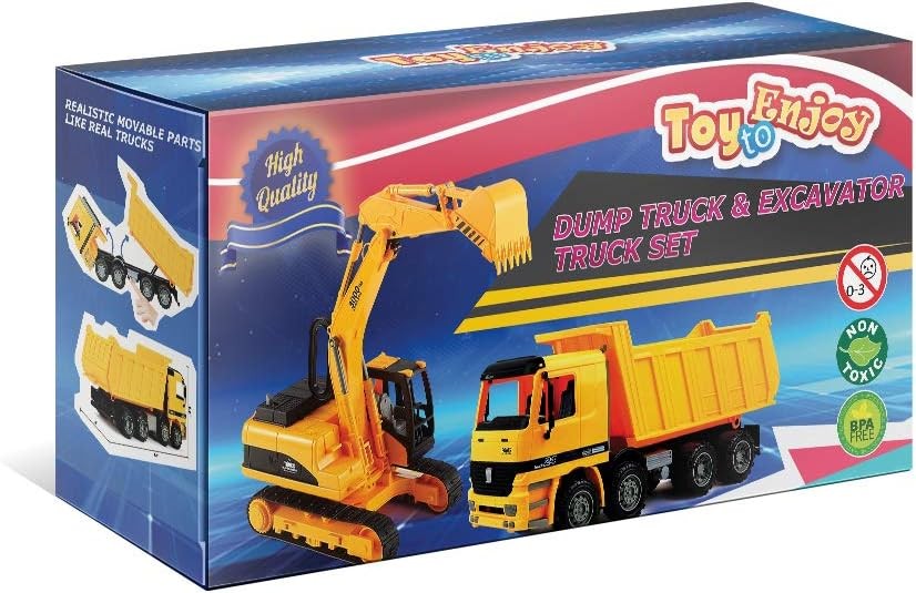 Construction Toy Set Excavator Dump Truck Bulldozer Digger Kids Vehicles